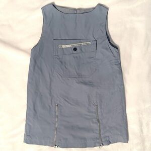 Miniman Blue Sleeveless Polyamide Dress Girls Toddler 3T pocket zipper detail